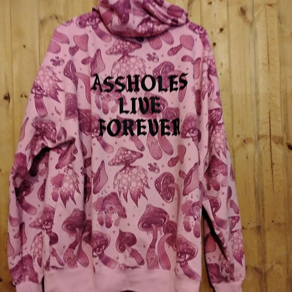Men's Pink XXL Psychedelic Camo Assholes Live Forever Hoodie Pants Listed Too! - Picture 4 of 5